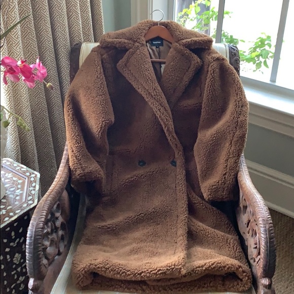 🛑SOLD🛑 BOOHOO CHOCOLATE OVERSIZED TEDDY FAUX FUR COAT M - Picture 5 of 15